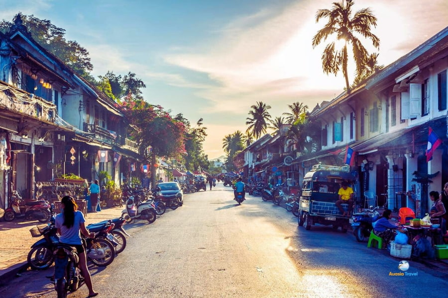 Sunset street view in Luang Prabang old town Laos – Auasia Travel